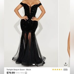 Fashion Nova Midnight Sequin Dress - Black
